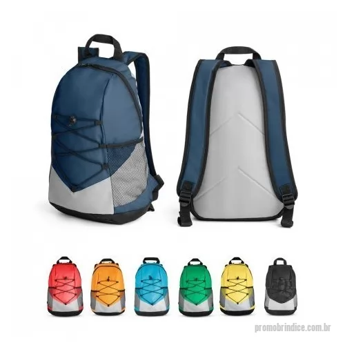 Mochila para notebook personalizada - Mochila em 600D com bolsos laterais em tela mesh e bolso interior. Parte posterior e alças almofadadas. 