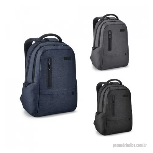 Mochila para notebook personalizada - Mochila para notebook em Nylon 2Tone impermeável com dois compartimentos. Interior forrado e almofadado. O compartimento posterior tem bolso interior com zíper e divisória almofadada para notebook até 17''. O compartimento frontal tem diversos bolsos interiores. Mochila com 2 bolsos frontais e 2 bolsos laterais. Alças almofadadas. Parte posterior almofadada com sistema de apoio acolchoado para as costas e tira de transporte para trolley com bolso. Placa metálica removível com imã, para fácil gravação.