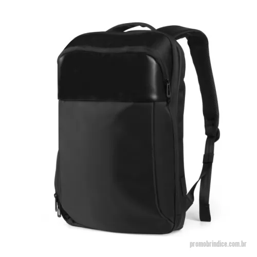 Mochila para notebook personalizada - Mochila Premium, adequada para viagens de negócios, produzido em tecido de poliéster 600D e interior em 210D, alças de ombro acolchoadas, aceita notebook de até 15,6”, porta USB na lateral, engate para mala de viagem.