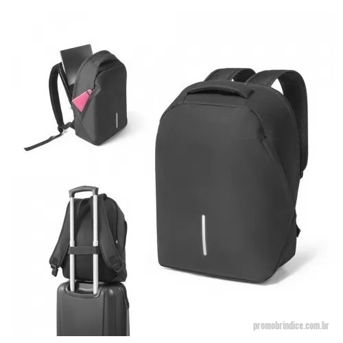 Mochila para notebook personalizada - Mochila para notebook em 600D ripstop. Sistema antirroubo: compartimento principal com divisória para notebook até 15.6