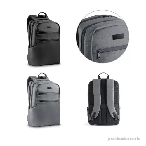 Mochila para notebook personalizada - Mochila para notebook em Nylon 2Tone impermeável com 2 compartimentos e alças almofadadas. Possui um compartimento posterior com 2 divisórias almofadadas com fecho em velcro para notebook até 17' e tablet até 10.5', um compartimento frontal com div