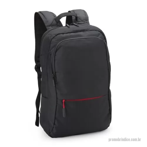 Mochila para notebook personalizada - Mochila feita de nylon, com tecido resistente a água e até 24 litros de capacidade em seu interior. Possui 3 compartimentos, sendo o principal com bolso para notebook de até 17 polegadas. Com divisórias internas para acessórios, a mochila possui 1 bolso lateral e alça para encaixe em malas de viagens.