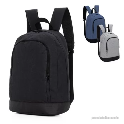 Mochila para notebook personalizada - Mochila para notebook em tecido poliéster 300D e interior em 210D.  Parte externa: Bolsos frontal com ziper; Alça de ombro acolchoada; Alça de mão. Parte interna: Compartimento acolchoado p/ notebook de 30x28. Tamanho total do Notebook - 15,6
