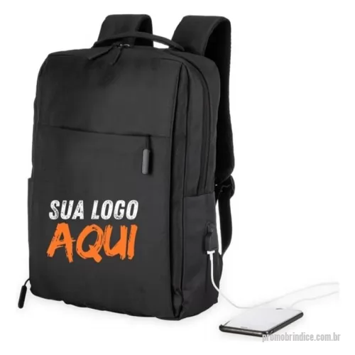 Mochila para notebook personalizada - Mochila para Note Book até 15 polegadas, Poliéster, alça ajustavél, Resistente a água, saída USB.  