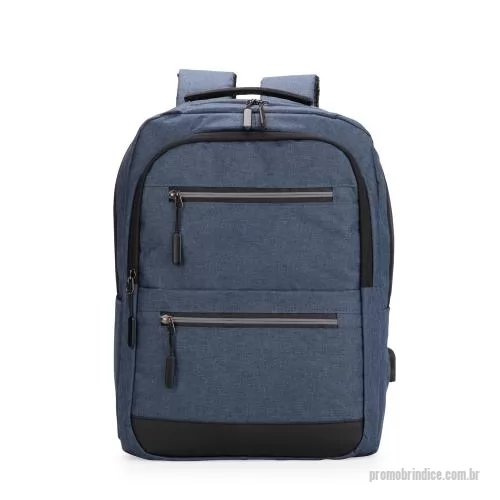 Mochila para notebook personalizada - Mochila em tecido Oxford impermeável com detalhes em couro sintético, capacidade 18 litros. Quatro bolsos pequenos, divisória acolchoada para notebook 15,6.