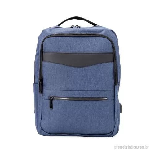 Mochila para notebook personalizada - Mochila de nylon 22 Litros com detalhes em couro sintético e três compartimentos, sendo o principal com bolso para notebook 15,6.