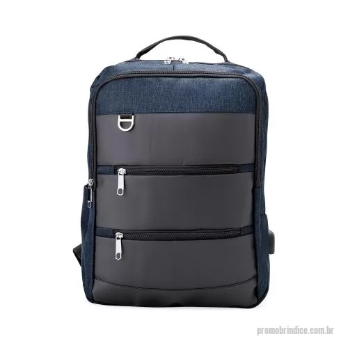 Mochila para notebook personalizada - Mochila de nylon 23 Litros com detalhes em couro sintético e quatro compartimentos, sendo o principal com bolso para notebook 15,6.