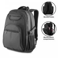 Mochila Porta NoteBook • Tecido: Polyester • 4 Bolsos Frontais, Sendo: 01 Porta Moeda, 01 Porta Caneta, Documentos e Celular, 02 Bolsos Pequenos • 2 Bolsos Laterais • 01 Bolso Central com Porta Notebook Acolchoado • Alça de mão • Alça de ombro Acolchoada • Forro de Costas Acolchoado. Ideal para brindes promocionais e eventos corporativos.
