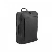 Mochila híbrida (2 em 1) em 600D com 2 modos de transporte. Possui um modo mochila, com parte posterior e alças almofadadas com mecanismo que permite ocultá-las. Também pode ser utilizada em modo pasta, com uma pega de mão reforçada e confortável. Contém 2 compartimentos principais: 1 com bolso para notebook até 15,6" e outro com vários bolsos multifuncionais. Possui ainda 1 bolso frontal com fecho e banda de transporte para trolley. 320 x 425 x 120 mm