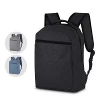 Mochila p/ Notebook em tecido poliéster.  Parte externa: Bolso frontal com zíper; Alça de mão e ombro;  Parte interna: Compartimento para Notebook, Tamanho total do Notebook - 15,6"