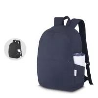 Mochila para notebook em algodão reciclado 340 g/m2.  Parte externa: Bolso frontal com zíper; Alça de mão e ombro; Engate para mala de viagem; Bolso lateral;  Parte interna: Compartimento para Notebook, Tamanho total do Notebook - 15,6"