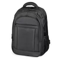 Mochila para notebook em tecido Oxford 600D e interior em poliéster 210D. Parte externa: 3 Bolsos frontais com ziper; 2 Bolsos laterais; Alça de mão e ombro acolchoadas. Parte interna: Compartimento para notebook. Tamanho total do Notebook - 17"