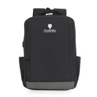 Mochila de nylon 21 litros com dois compartimentos, sendo o principal com bolso para notebook 15,6. Com divisórias internas para acessórios, a mochila possui bolsos laterais, suporte externo usb, duas alças de mãos e alça para engate em malas de viagem.
