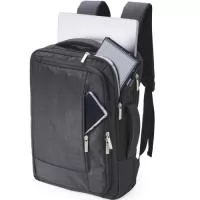 Descrição: Mochila de poliéster 21 litros com 4 compartimentos, sendo o principal com bolso para notebook 15,6 e compartimento com bolso sanfonado, ideal para documentos. Com divisórias internas para acessórios, a mochila possui suporte externo USB, alça para engate em malas de viagem e duas alças de mãos, sendo uma delas para o transporte da mochila no formato pasta.  Altura :  40 cm  Largura :  30 cm  Profundidade :  15 cm