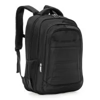 Mochila de poliéster 27 litros com três compartimentos, sendo o principal com bolso para notebook 15,6. Com divisórias internas para acessórios, a mochila possui bolsos laterais em malha, alça de compensação, duas alças de mãos e área costada com revestimento espumado.  Altura: 50 cm Largura: 36 cm Medidas aproximadas para gravação: (CxL): 8 cm x 15 cm