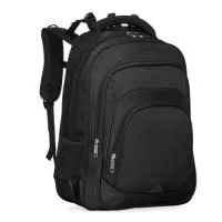 Mochila confeccionada em poliéster impermeável com capacidade máxima para 27 litros. Possui três compartimentos, um deles com bolso para notebooks de até 15,6 polegadas. Conta ainda com bolsos laterais em malha, alça para encaixe em malas de viagem, alças de compensação, duas alças de mãos e área costada com revestimento espumado. Acompanha plaquinha metálica para personalização.  Altura: 47,5 cm Largura: 33 cm Medidas aproximadas para gravação: (CxL): Plaquinha 1,5 cm x 3,5 cm