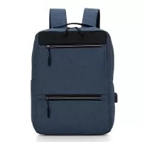 Mochila confeccionada em nylon resistente à água com capacidade máxima de 20 litros. Três compartimentos, o principal com divisórias para notebooks até 15,6, bolso lateral e suporte USB externo.