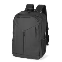 Mochila executiva personalizada 24L em poliuretano (PU) impermeável, com estrutura acolchoada e três compartimentos com zíper. Possui divisória interna para notebook de até 15,6”, tira elástica com velcro para fixação, dois bolsos laterais em tela, alça de mão, engate para malas e costas e alças de ombro acolchoadas em tecido mesh respirável. Ideal para brindes corporativos, kits de onboarding, viagens, eventos, feiras, convenções e presentes para clientes e colaboradores. Personalizável com logotipo ou identidade visual da empresa. Medidas aproximadas: 28,5 x 42 x 14 cm. Capacidade: 24 litros. Peso aproximado: 0,696 kg.