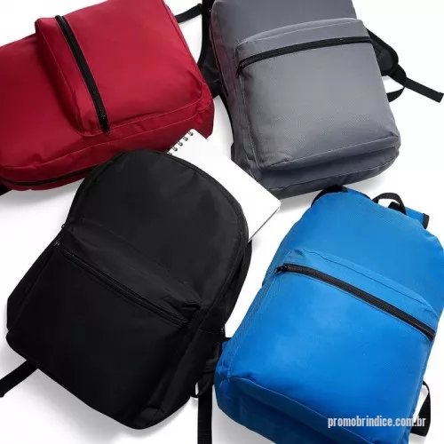 Mochila personalizada - Mochila confeccionada em Nylon 17 Litros. Contém bolso frontal com zíper, alça de mão em nylon e alças para as costas ajustáveis.