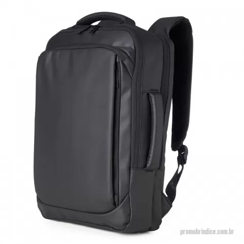 Mochila personalizada - Mochila em sintético 17 litros resistente à água com cinco compartimentos, sendo o principal com bolso para notebook 156. Com divisórias internas para acessórios, a mochila possui suporte externo para USB, alça para encaixe em malas de viagem e duas alças de mãos, sendo uma delas lateral para o transporte da mochila no modo pasta. Altura: 45,2 cm, Largura: 33,5 cm, Profundidade: 11,6 cm.  Personalização em Silkscreen.