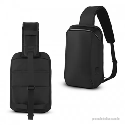 Mochila personalizada - Mochila transversal com bolso interno para guardar seus itens essenciais, feito de tecido de poliéster, alça de ombro esquerdo/ombro direito reversível. Compartimento interno acolchoado para tablet, porta USB na parte inferior frontal.