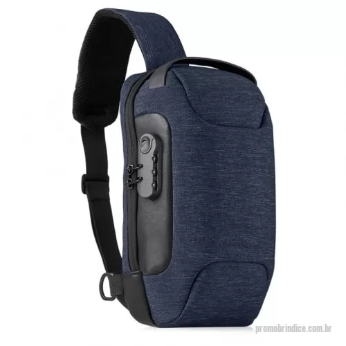 Mochila personalizada - Mochila de ombro 10 litros em nylon resistente à água com três compartimentos, sendo dois deles exclusivos para cartões e proteção contra furto. Contém cadeado numérico (TSA), suporte externo usb, bolso para tablet 9, bolsos internos e revestimento costado espumado.