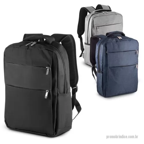 Mochila personalizada - Mochila para notebook em tecido poliéster 600D e interior em 210D.  Parte externa: 3 Bolsos frontais com ziper; 2 Bolsos laterais; Alça de mão e alça ombro acolchoada; Parte interna: Compartimento acolchoado p/ notebook de 39x28cm. Tamanho total do Notebook - 15.6