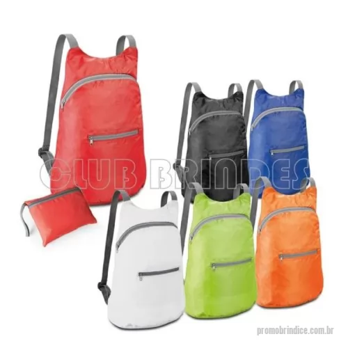 Mochila personalizada - Mochila dobrável. 210D ripstop. Com bolso frontal. Fornecida desdobrada. Disponível em várias cores. Gravação da logomarca em 1 cor já inclusa.