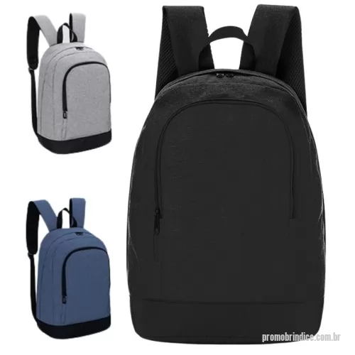 Mochila personalizada - Mochila para notebook em tecido poliéster 300D e interior em 210D.  Parte externa: Bolsos frontal com ziper; Alça de ombro acolchoada; Alça de mão. Parte interna: Compartimento acolchoado p/ notebook de 30x28. Tamanho total do Notebook - 15,6
