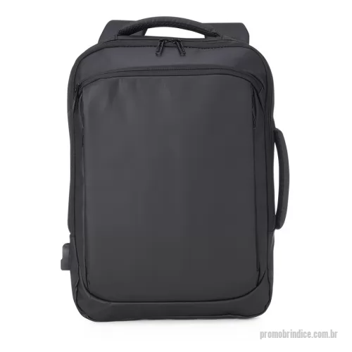 Mochila personalizada - Mochila Personalizada 01901B com sua logomarca. 20 anos ajudando a cotar Brindes Promocionais com várias empresas num único clique. Mochila em couro sintético 22 litros resistente à água com cinco compartimentos, sendo o principal com bolso para notebook 15,6. Com divisórias internas para acessórios, a mochila possui suporte externo usb, alça para encaixe em malas de viagem e duas alças de mãos, sendo uma delas lateral para o transporte da mochila no modo pasta.  Altura: 41 cm Largura: 30 cm Profundidade: 11 cm Medidas aproximadas para gravação(CxL): 23 cm x 31 cm Peso aproximado(g): 730Mochila em couro sintético 22 litros resistente à água com cinco compartimentos, sendo o principal com bolso para notebook 15,6. Com divisórias internas para acessórios, a mochila possui suporte externo usb, alça para encaixe em malas de viagem e duas alças de mãos, sendo uma delas lateral para o transporte da mochila no modo pasta.  Altura: 41 cm Largura: 30 cm Profundidade: 11 cm Medidas aproximadas para gravação(CxL): 23 cm x 31 cm Peso aproximado(g): 730Mochila Personalizada, 179795, Smart Gifts. Clique e Cote no Portal PromoBríndice!