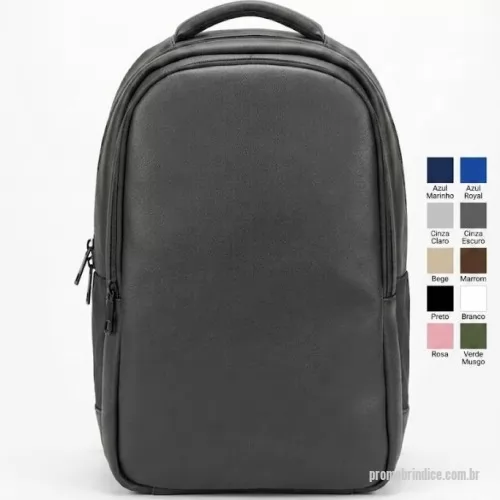 Mochila personalizada - Mochila em couro sintético, com interior aveludado, bolso de segurança e alça para mala de bordo