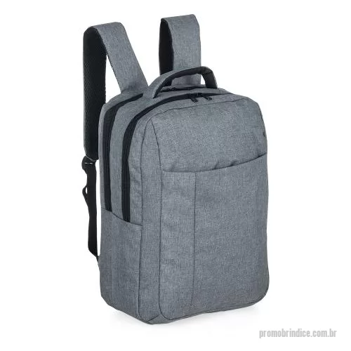 Mochila personalizada - Mochila de nylon 18L com compartimento para notebook. Dois compartimentos grandes, sendo o primeiro com bolso interno para notebook e compartimento frontal com zíper escondido. Zíperes preto com pegadores plásticos, alça superior, alças para costa aj