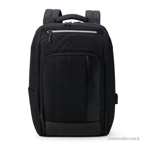 Mochila personalizada - Mochila confeccionada em Nylon 22 litros com detalhes em couro sintético. Contém 5 compartimentos, sendo um bolso com faixa refletiva, divisórias internas para acessórios, bolso para tablet e notebook 15.6, bolso antifurto nas costas, bolso externo n