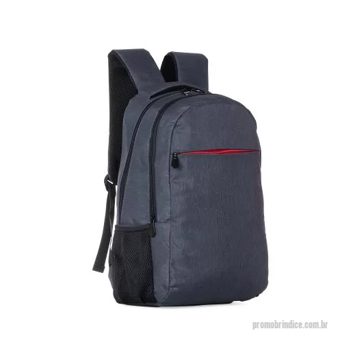 Mochila personalizada - Mochila confeccionada em poliéster com compartimento para notebook até 15,6 polegadas. Contém compartimento grande, compartimento mediano com divisórias e bolso telado, compartimento frontal e bolsos laterais em malha. Alça de mão com revestimento es