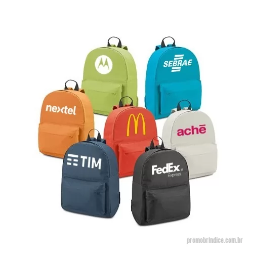 Mochila personalizada - MOCHILA EM NYLON 600 BOLSO FRONTAL, COMPARTIMENTO INTERNO E COSTAS ALMOFADADA, FECHAMENTO EM ZIPER E ALÇAS AJUSTÁVEIS. IDEAL PARA EVENTOS CORPORATIVOS E BRINDES PROMOCIONAIS.     TAMANHO: 310 x 410 x 120 mm