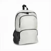 Mochila para notebook em tecido nylon.  Parte externa: 1 compartimento 2 bolsos frontais 2 bolsas laterais Alça de ombro acolchoado Alça de mão   Parte interna: Compartimento para notebook de até 15”