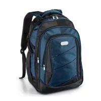 Mochila para notebook em 1680D e 300D com dois compartimentos. Compartimento principal com divisória almofadada para notebook até 15.6