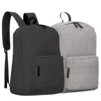 Mochila em tecido poliéster 300D e interior em 210D.  Parte externa: Bolso frontal com zíper. Zíper protegido.  Sem compartimento para Notebook.