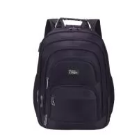 Mochila confeccionada em poliéster impermeável com capacidade máxima para 27 litros. Possui três compartimentos, um deles com bolso para notebooks de até 15,6 polegadas. Conta ainda com bolsos laterais em malha, alça para encaixe em malas de viagem, alças de compensação, duas alças de mãos e área costada com revestimento espumado. Acompanha plaquinha metálica para personalização.  Altura :  47,5 cm  Largura :  33 cm  Profundidade :  15 cm