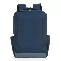 Mochila de nylon 21 litros com dois compartimentos, sendo o principal com bolso para notebook 15,6. Com divisórias internas para acessórios, a mochila possui bolsos laterais, suporte externo usb, duas alças de mãos e alça para engate em malas de viagem.  Altura: 40 cm Largura: 30 cm Medidas aproximadas para gravação: (CxL): 24 cm x 16 cm