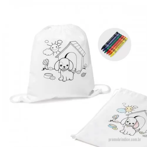 Mochila saco personalizada - Sacola tipo mochila para colorir