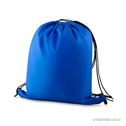 Mochila saco personalizada - Sacochila personalizada de poliéster. Brinde resistente, com área nobre de impressão a mochila saco é um brinde útil, colorido e a personalização da logomarca é feito em Silkscreen