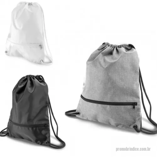 Mochila saco personalizada - Mochila saco de poliéster 300D com bolso inferior de zíper.