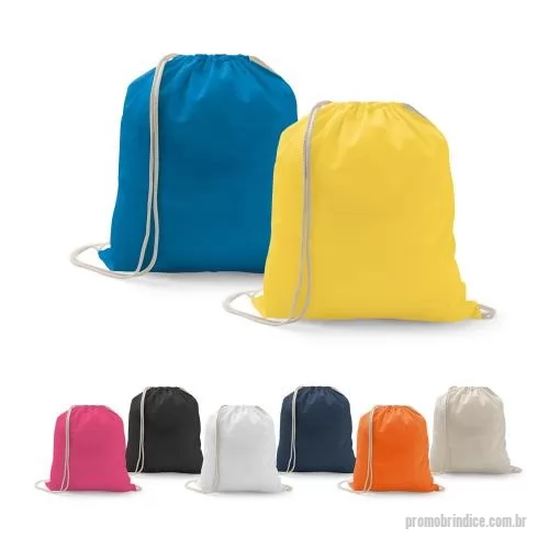 Mochila saco personalizada - Sacola tipo mochila em algodão reciclado e poliéster (140 g/m²). 370 x 410 mm