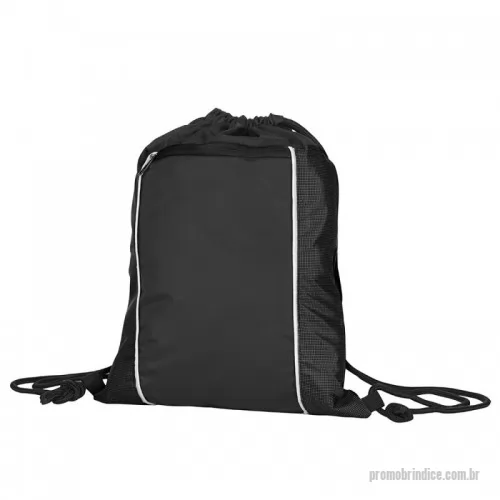 Mochila saco personalizada - Mochila saco em fibra de poliéster resistente à água com bolso frontal.