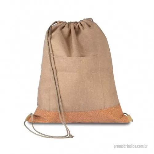 Mochila saco personalizada - Mochila saco de poliéster 600D com bolso frontal.