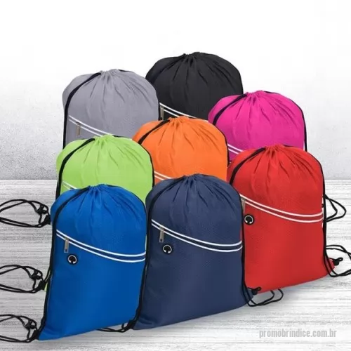 Mochila saco personalizada - Mochila saco em fibra de poliéster resistente à água com bolso frontal e entrada para fones de ouvido.