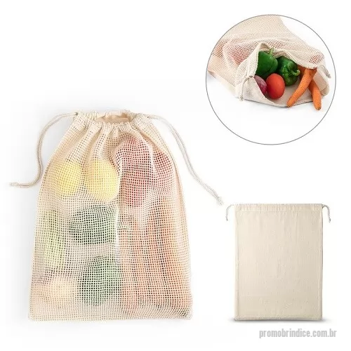 Mochila saco personalizada - Sacola Algodão com Malha na Parte Frontal e Cordões para Fechar