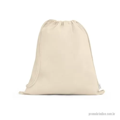 Mochila saco personalizada - Sacola tipo mochila 100% algodão reciclado (180 g/m²) com alças. 370 x 410 mm