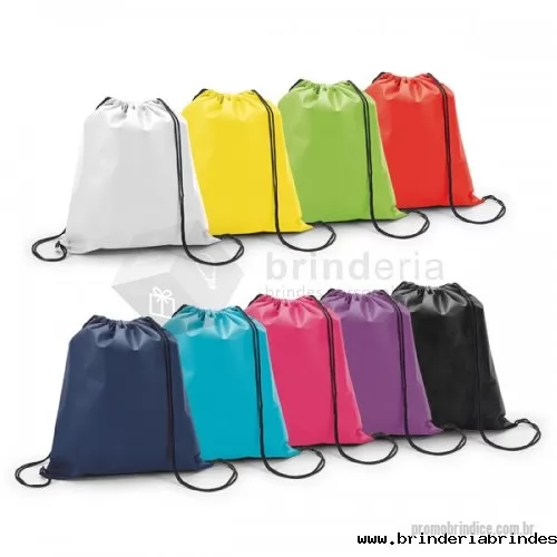 Mochila saco personalizada - Sacola tipo mochila. Non-woven: 80 g/m². 370 x 410 mm